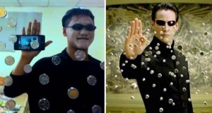 Matrix takiti yapmaya çalışan zavallı adam